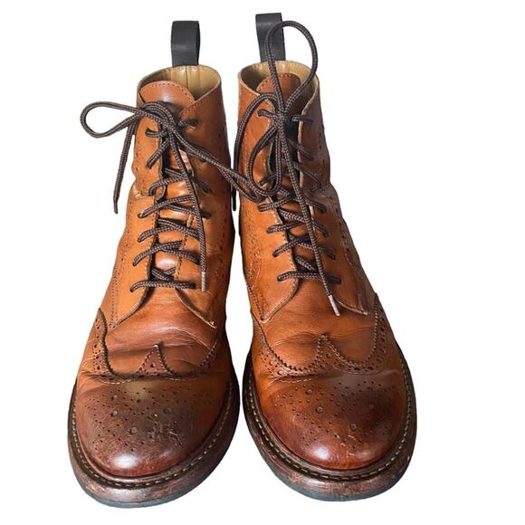 Strivers Row by Hoax Cognac Brown Wingtip leather lace up Boots size 44 - Picture 8 of 11
